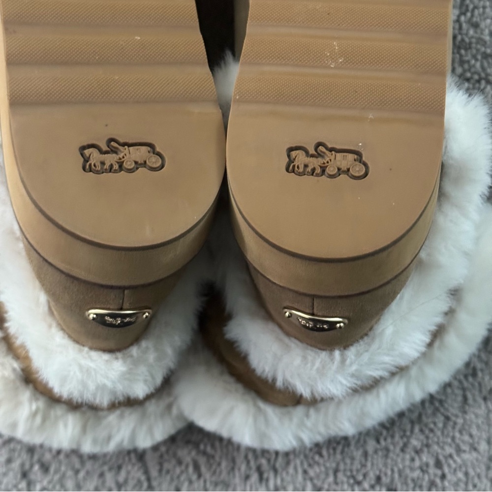 COACH IZZIE Boots Size‎ 9 Signature Midcalf Suede Faux Fur FG4597 - Picture 4 of 15